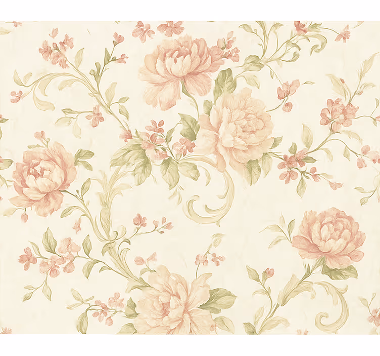 Tapete hochzeit leicht rosa vintage blumenmuster - TenStickers