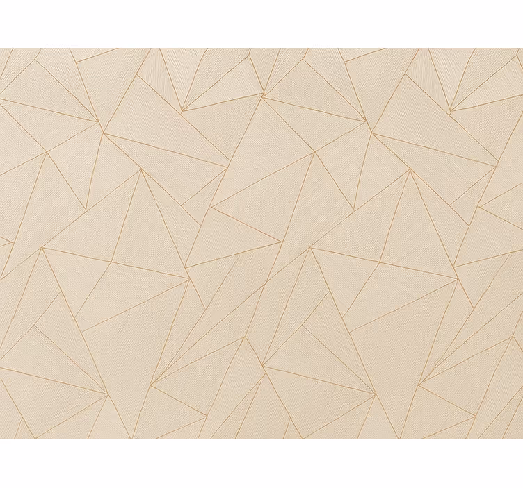 Tapete wohnzimmer holz-dreiecke mit goldenen linien - TenStickers