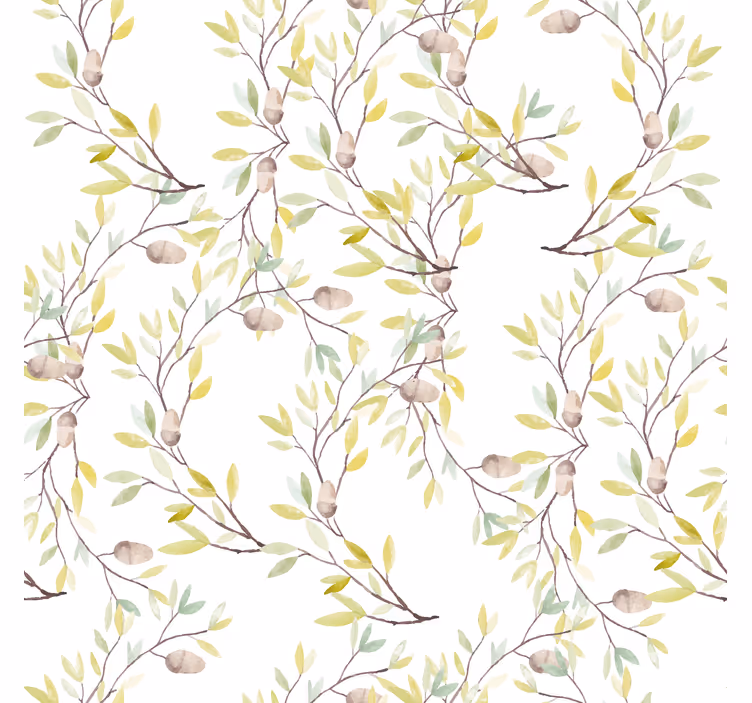 Blumentapete mit originalem aquarellmuster grüner blätter - TenStickers