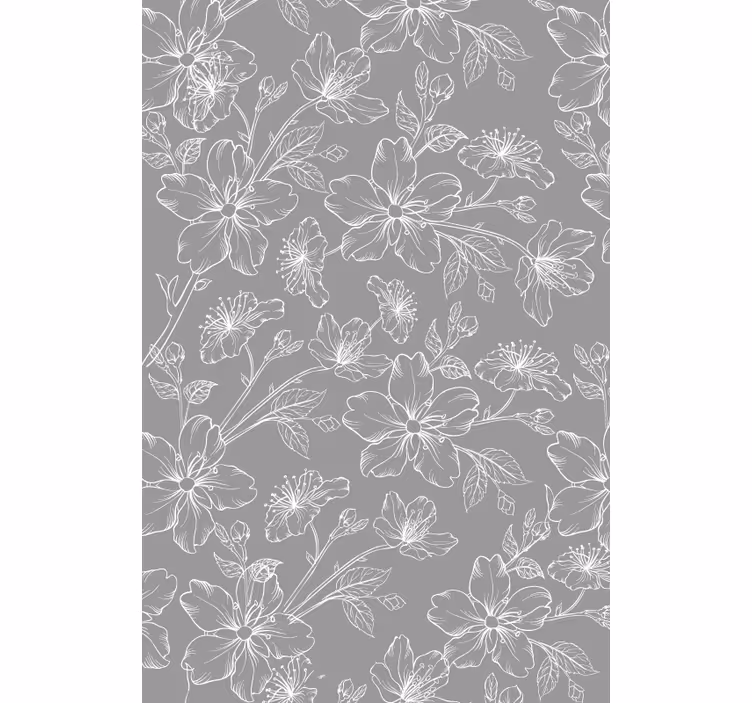 Blumentapete graue blumen - TenStickers