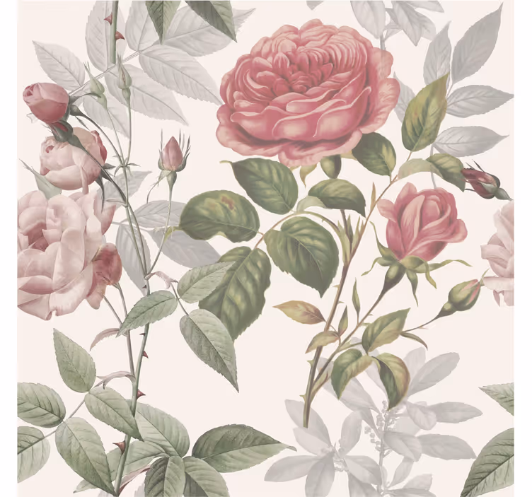 Blumentapete im rosenmuster - TenStickers