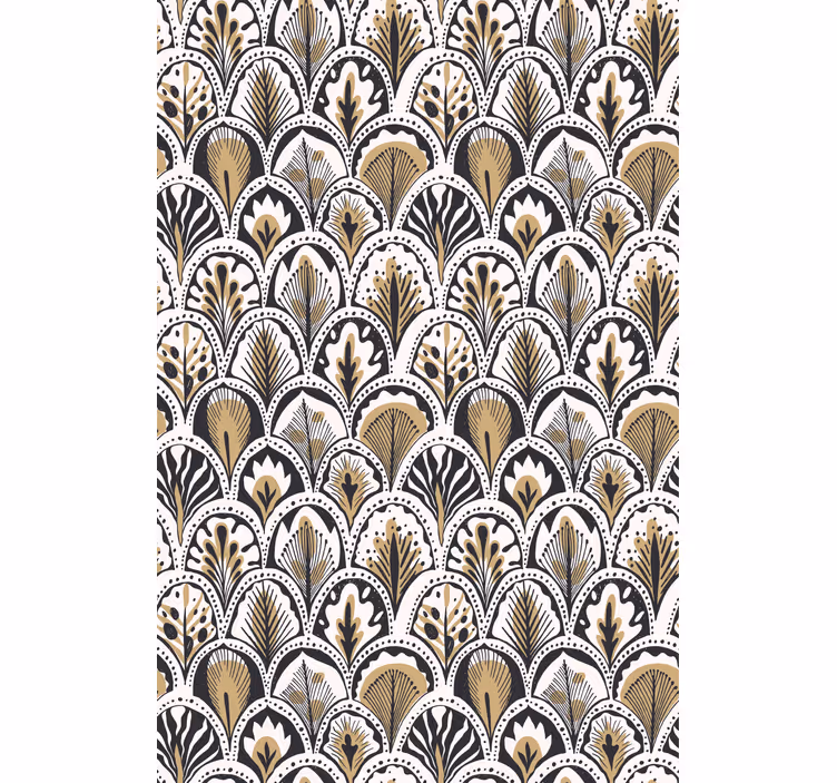 Blumentapete mit goldenem muster - TenStickers