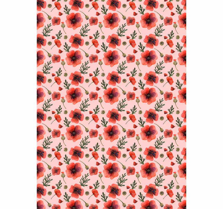 Blumentapete aquarell mohnblumen - TenStickers