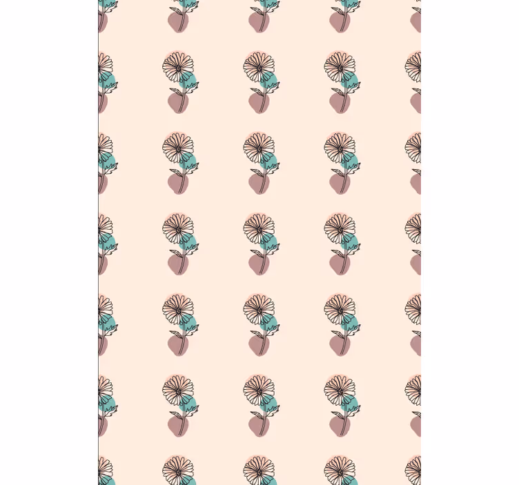 Blumentapete mit gänseblümchen natur linienkunst - TenStickers