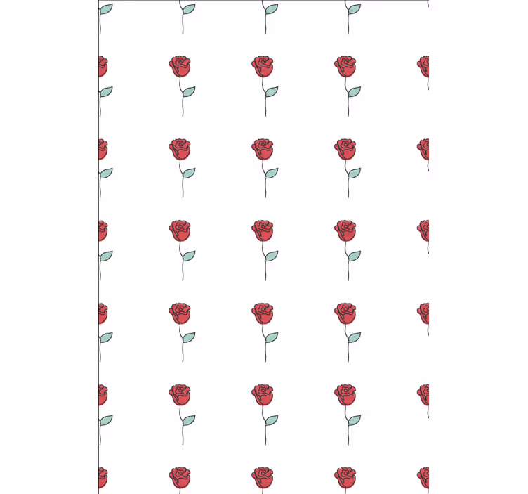 Blumentapete mit niedlichem roten rosenlinien-design - TenStickers