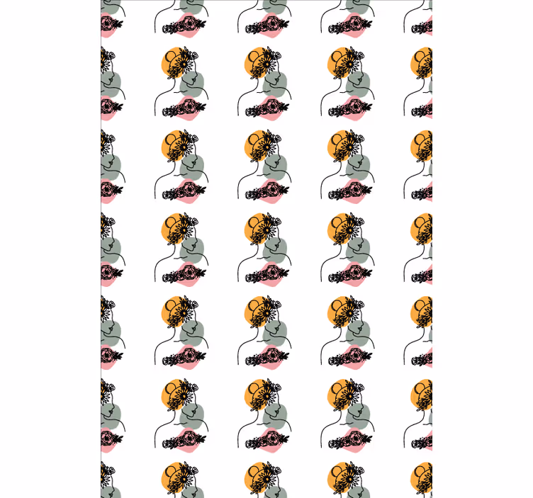 Blumentapete mit erstaunlichem frauenblumenmotiv - TenStickers