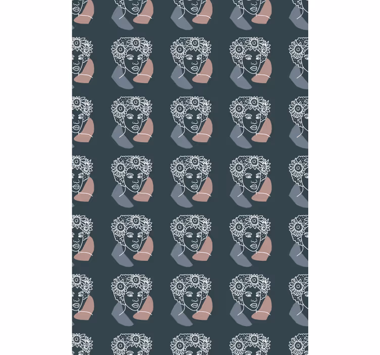 Blumentapete minimalistische sonnenblume mit frau - TenStickers