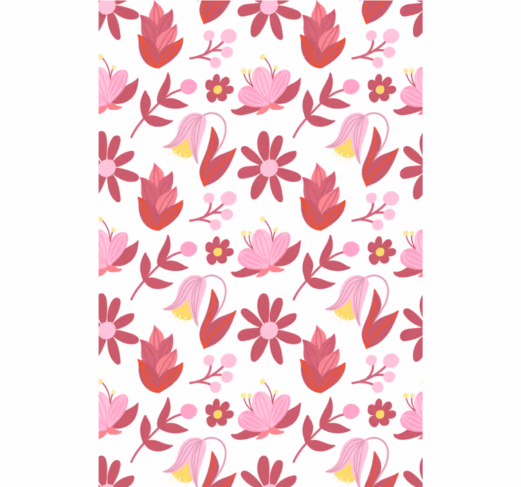 Tapete florale ornamente polnische volkskunst rot - TenStickers