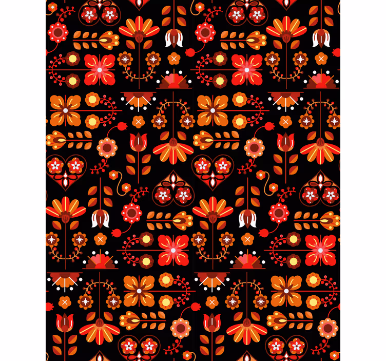 Tapete florale ornamente rotes ethnisches volksornament - TenStickers