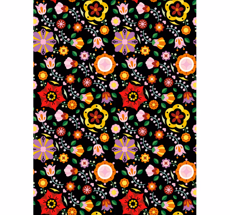 Tapete florale ornamente mit polnischen folkloremustern - TenStickers