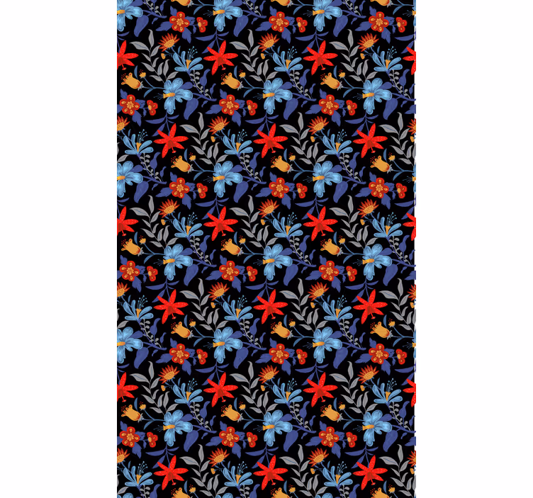 Tapete florale ornamente flowerprint tricot schwarz - TenStickers