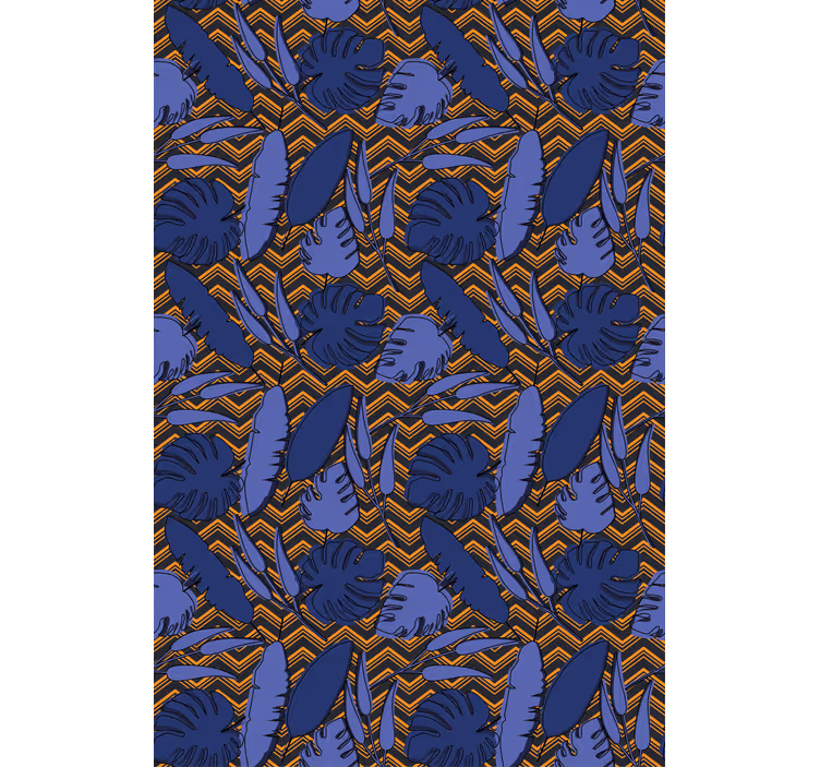 Tapete hochzeit abstraktes blau orange zickzack muster - TenStickers