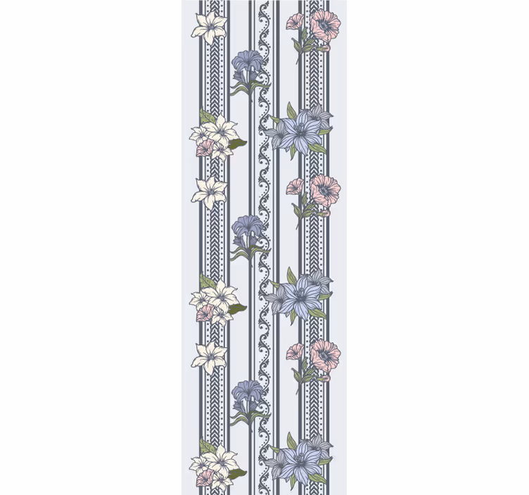 Tapete schlafzimmer im floralen vintage-streifen-design - TenStickers