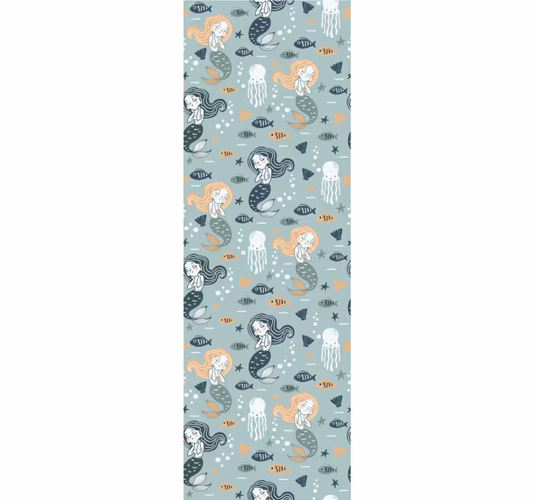 Tapete schlafzimmer mit blauem zauber-mermaid-muster - TenStickers