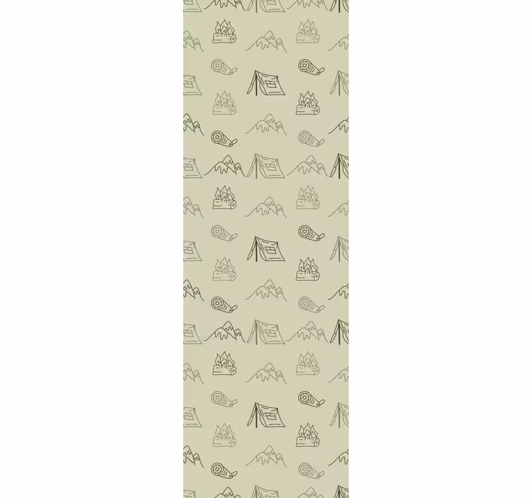 Tapete schlafzimmer mit handgezeichneten campingmotiven - TenStickers