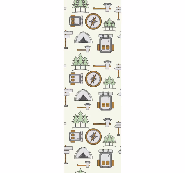Tapete schlafzimmer camping tasche schüssel kompass - TenStickers