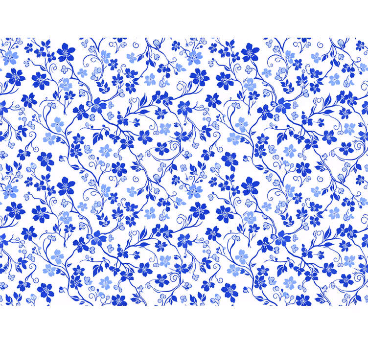 Blumentapete blaue kirschblüte (b08p3bspfj) - TenStickers