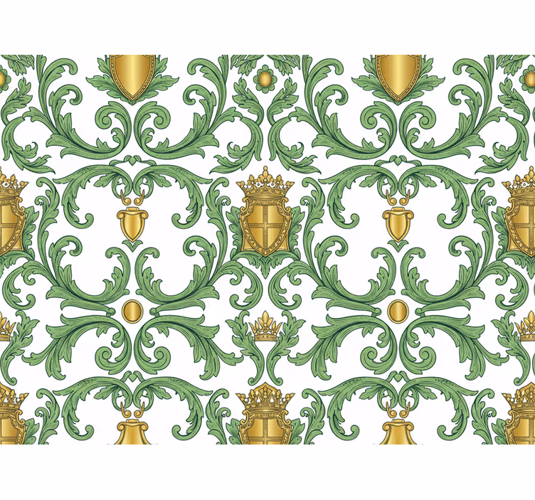 Tapete barock ornamentales grün und gold - TenStickers
