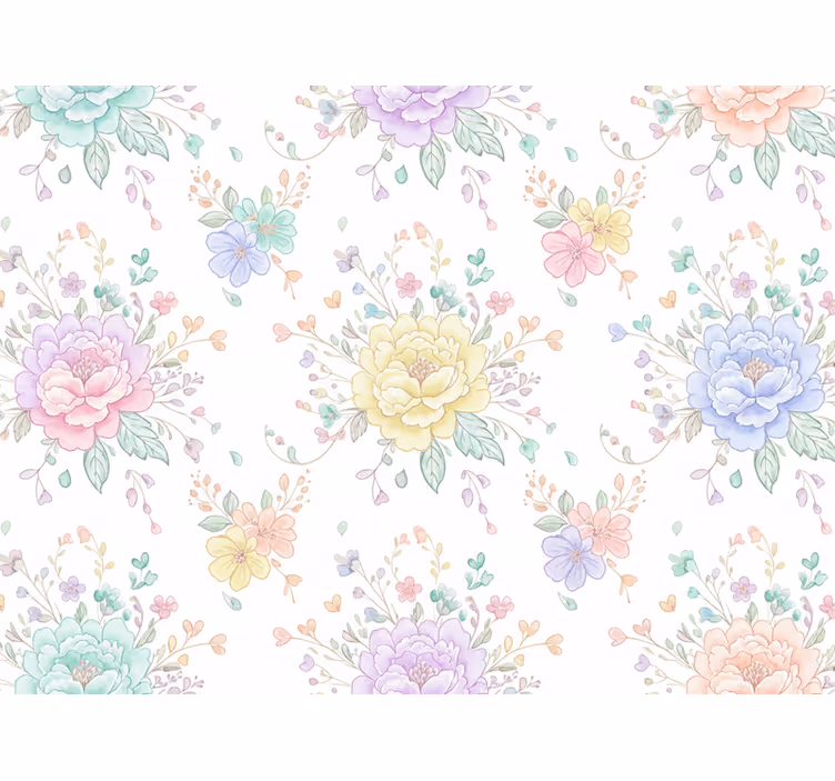Tapete lila pastell blumen für das kinderzimmer - TenStickers