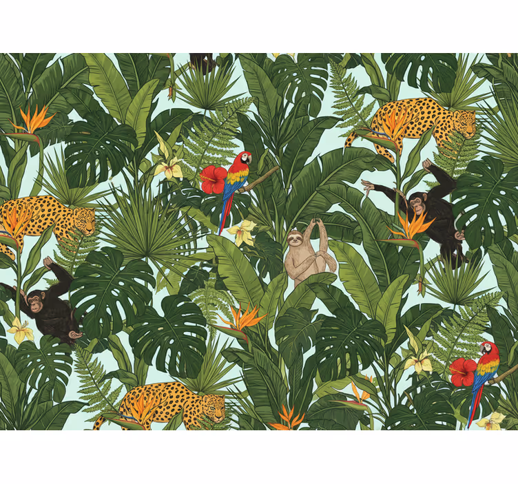 Tapete dschungel tropisch mit tieren (b09b2q21xw) - TenStickers