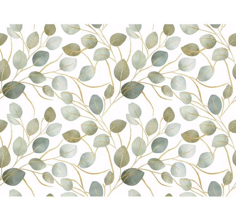 Tapete blätter eukalyptus gold schimmernd - TenStickers