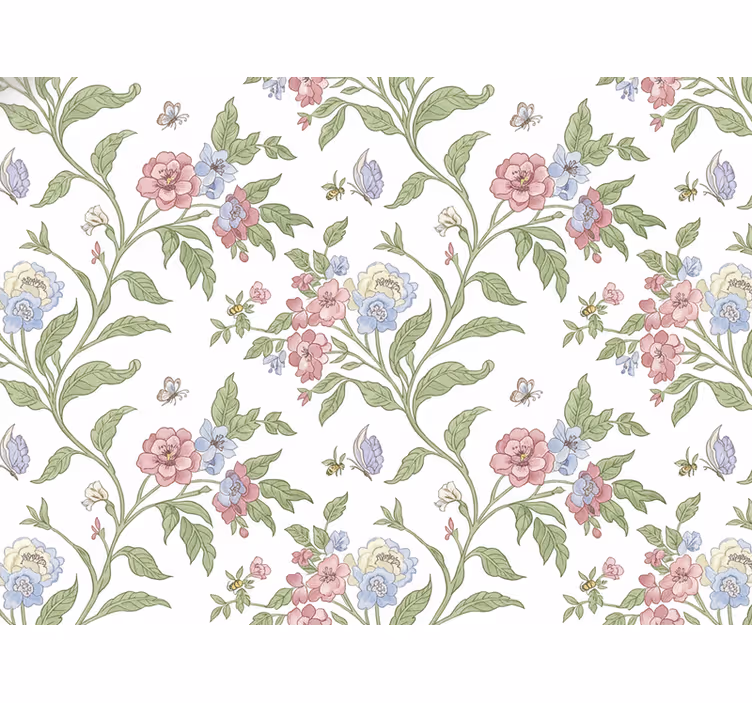 Blumentapete landhausstil leicht (b0b941vk6h) - TenStickers