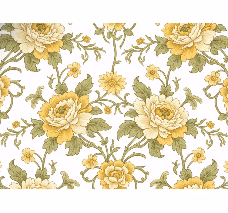 Tapete klassisch vintage blumen in gelb - TenStickers