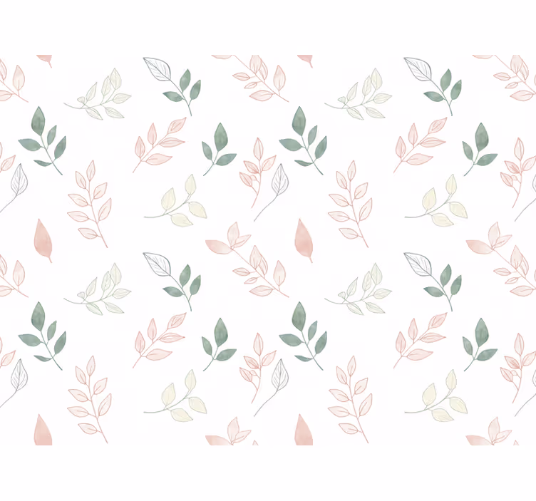 Blumentapete mit sanften blättern in pastellfarben - TenStickers