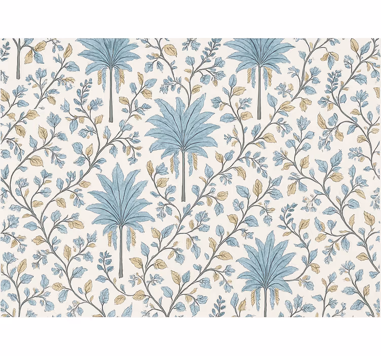 Tapete baum in sanftem teal mit palmenmotiven - TenStickers