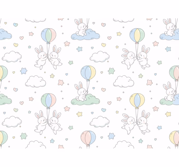 Tapete kinderzimmer mit hasen und ballons (b0cb19kv) - TenStickers