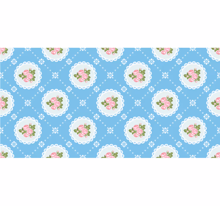 Tapete blau mit floralem spitzenmuster - TenStickers