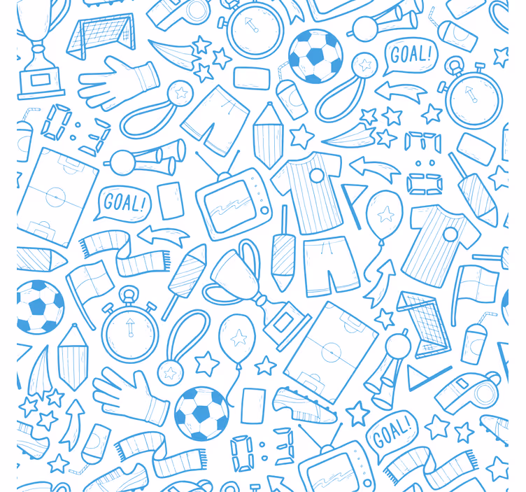 Tapete blau fußball skizzen-set illustration - TenStickers