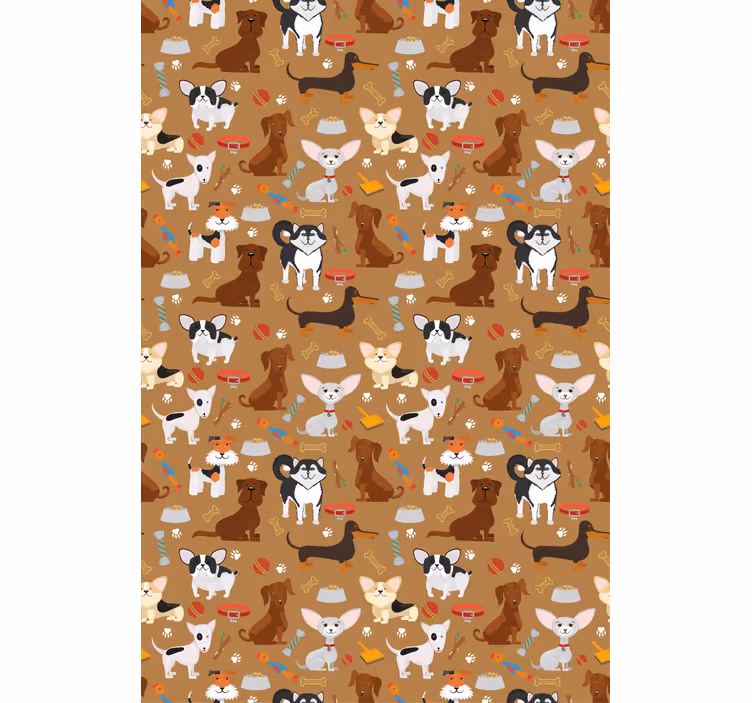 Tapete braun mit verschiedenen süßen hunden muster - TenStickers