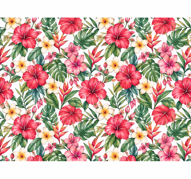Tapete blätter exotische blumenkomposition - TenStickers