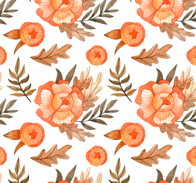 Orangefarbene blumen tapete natur - TenStickers