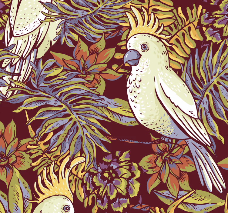 Tapete Papagei papagei botanisches motiv - TenStickers