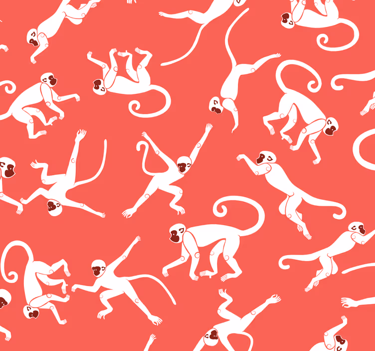 Tapete tiere mit rotem affen-muster - TenStickers