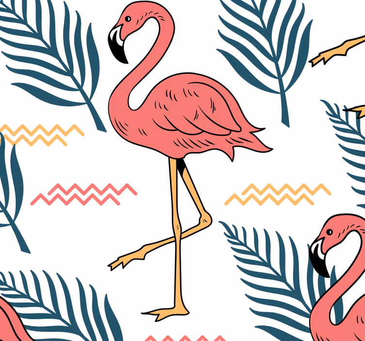 Tapete Vögel flamingo-tropendruck - TenStickers