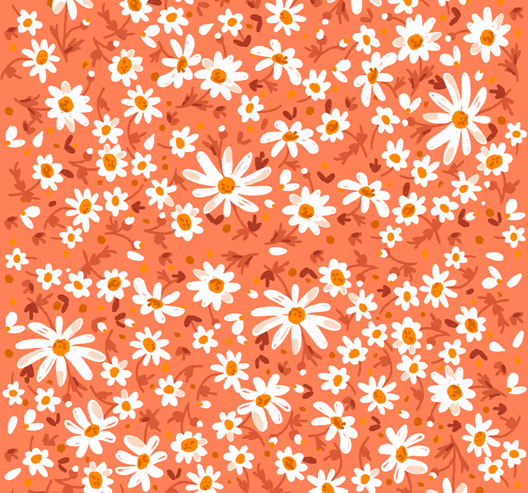 Blumentapete gänseblümchen auf braunem hintergrund - TenStickers