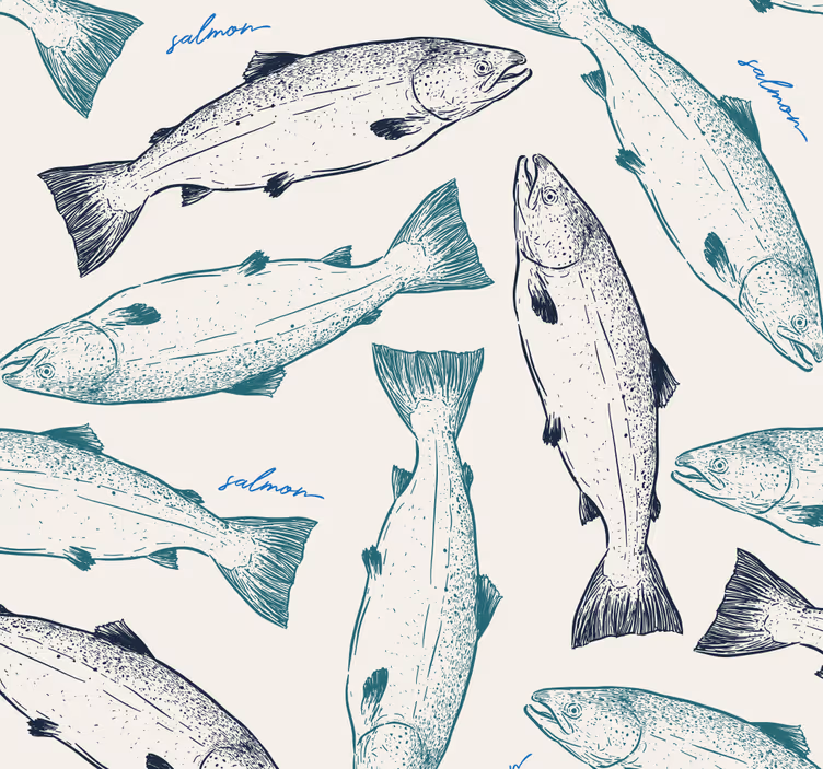 Tapete Fische lachs-abbildung - TenStickers
