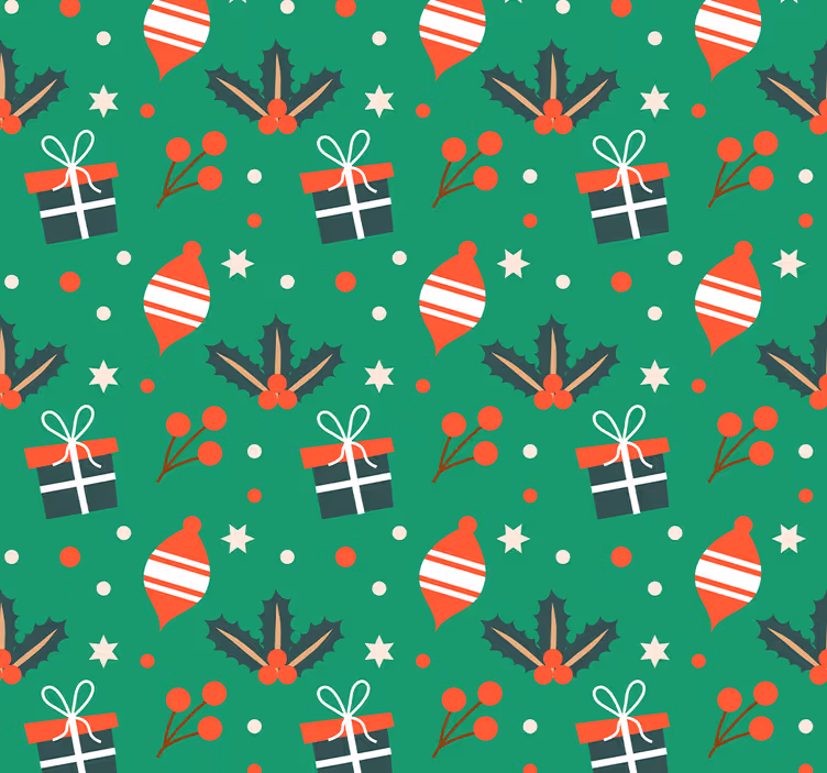 Tapeten Wohnzimmer Weihnachtsbonbonmuster - TenStickers