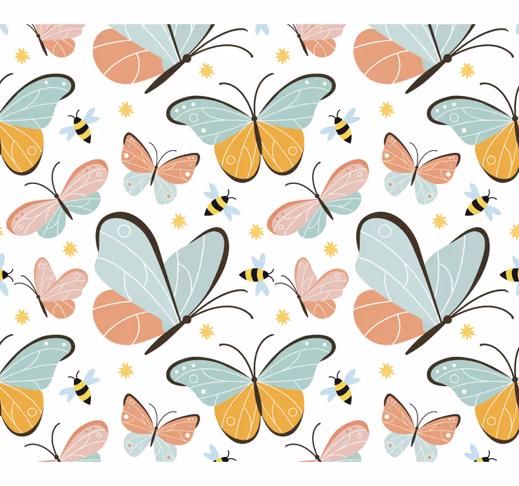 Tapete Schmetterling bienenmuster - TenStickers