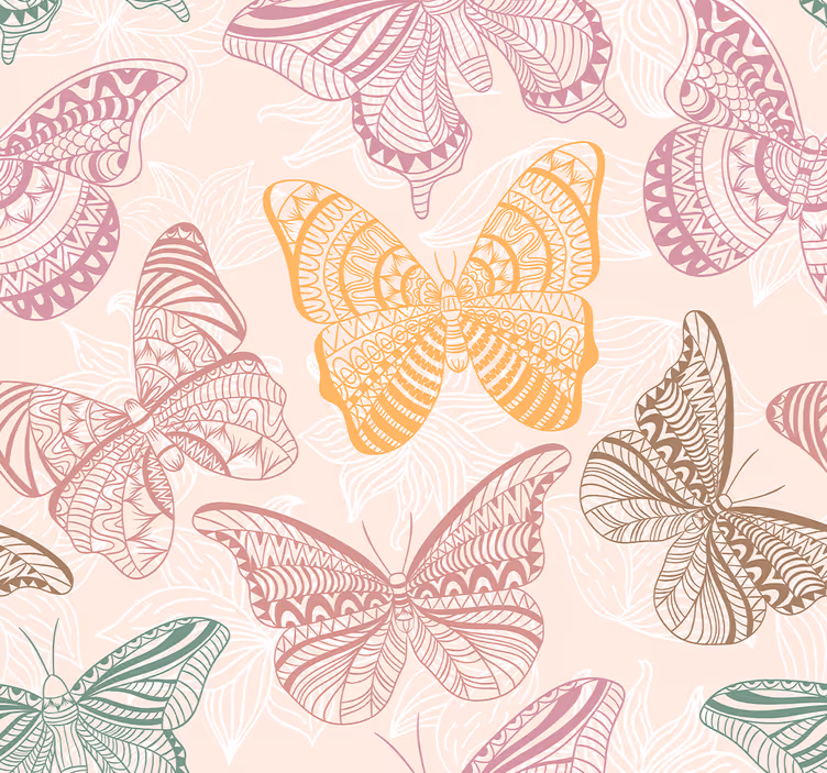 Schmetterling Tapete farbige Zierschmetterlinge - TenStickers