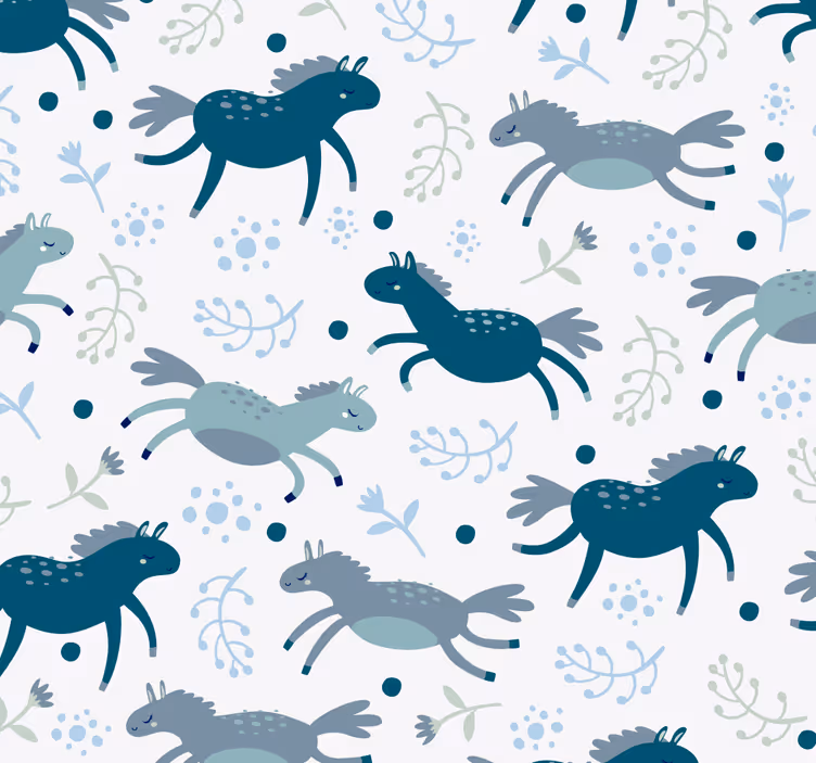 Pferde Tapete laufende blaue fohlen - TenStickers