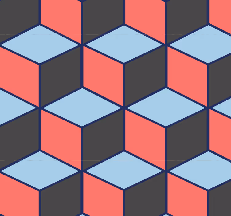 Tapete geometrische muster würfelform illusion - TenStickers