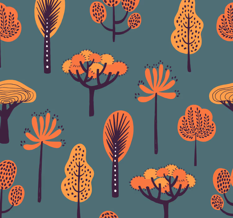 Tapete Baum stilisierte botanische Motive - TenStickers
