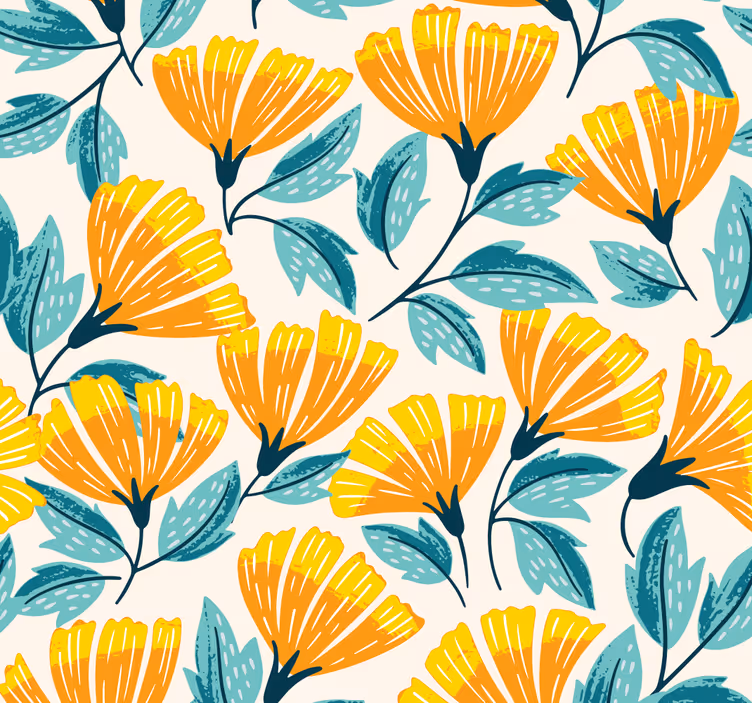 Tapete Wohnzimmer ginkgo-blumenmuster - TenStickers