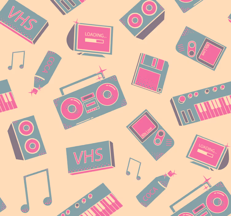 Jahrgang Tapete retro-musik-muster - TenStickers