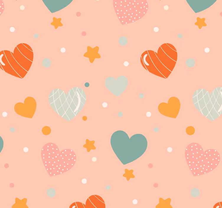 Tapete Baby muster mit herzen und sternen - TenStickers