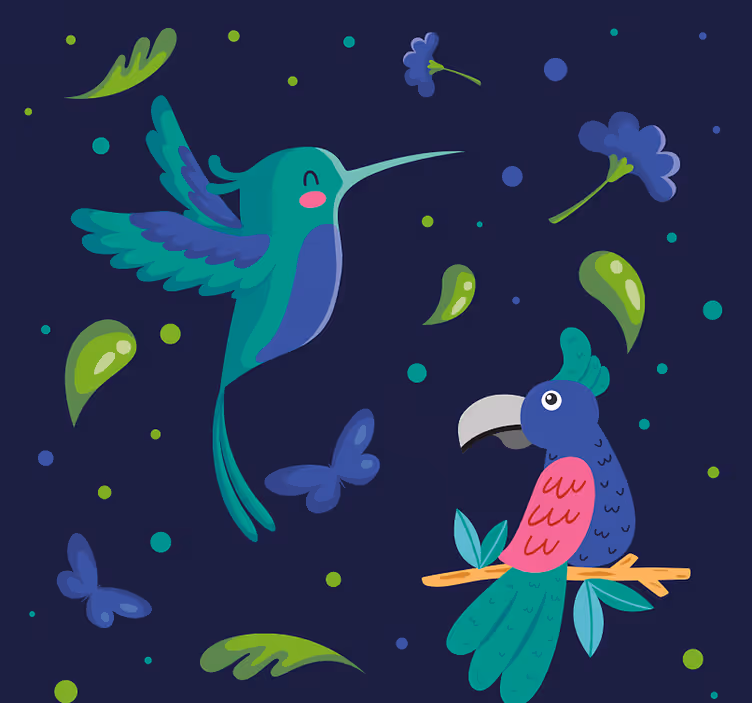Tier Tapete Papageien und spechte - TenStickers